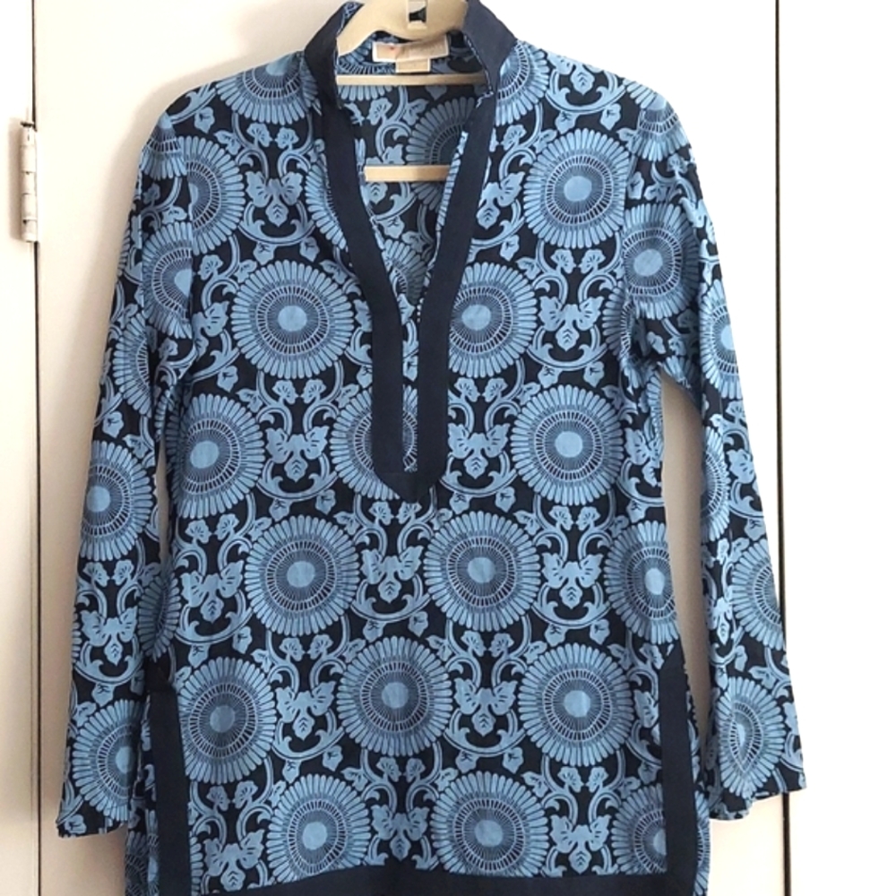 Michael Kors Blue L/S Tunic Top SZ S